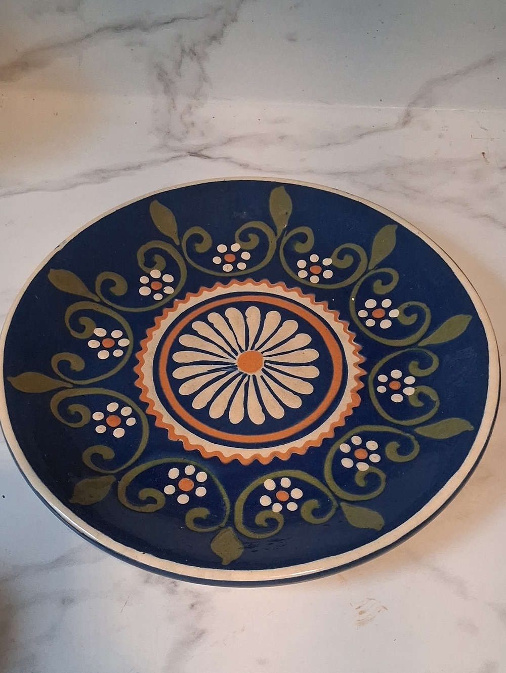 Blue Floral Ceramic Serving Plate - Decorative Home Kitchen Plate